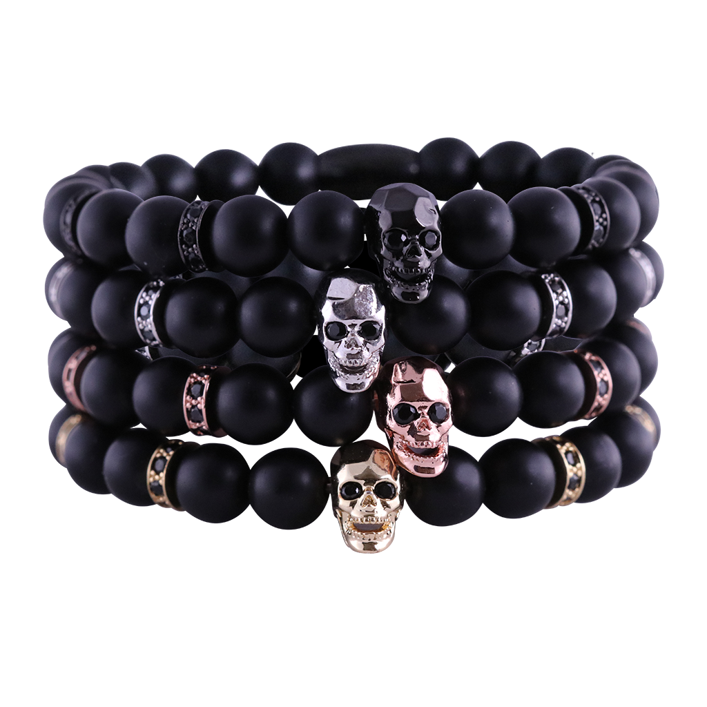 Calavera - Natural Stone Bracelet with Skull Charm